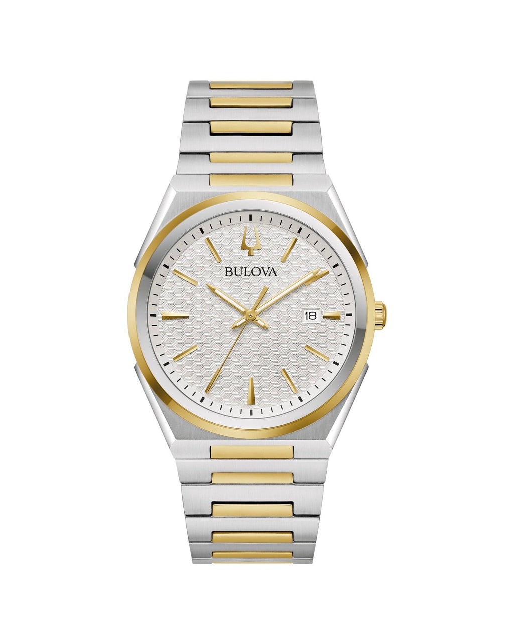 Bulova Classic Two Tone Stainless Steel Quartz
Men's Watch, 39mm

Brand: Bulova
• Collection Name: Classic
• Model #: 98B424
• Case Material: Stainless Steel
• Case Thickness: 7.65 mm
• Case Diameter: 39 mm
• Bezel: Fixed
• Movement: Quartz
• Caliber: GM1