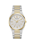 Bulova Classic Two Tone Stainless Steel Quartz
Men's Watch, 39mm

Brand: Bulova
• Collection Name: Classic
• Model #: 98B424
• Case Material: Stainless Steel
• Case Thickness: 7.65 mm
• Case Diameter: 39 mm
• Bezel: Fixed
• Movement: Quartz
• Caliber: GM1