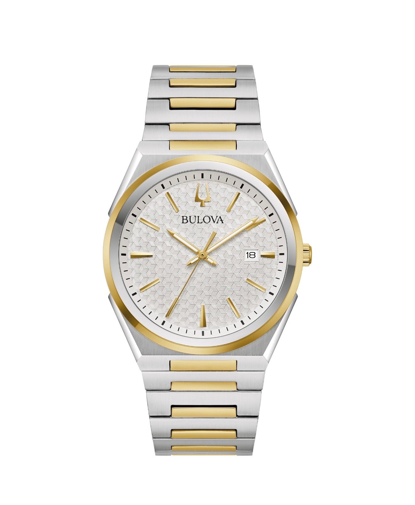 Bulova Classic Two Tone Stainless Steel Quartz
Men's Watch, 39mm

Brand: Bulova
• Collection Name: Classic
• Model #: 98B424
• Case Material: Stainless Steel
• Case Thickness: 7.65 mm
• Case Diameter: 39 mm
• Bezel: Fixed
• Movement: Quartz
• Caliber: GM1