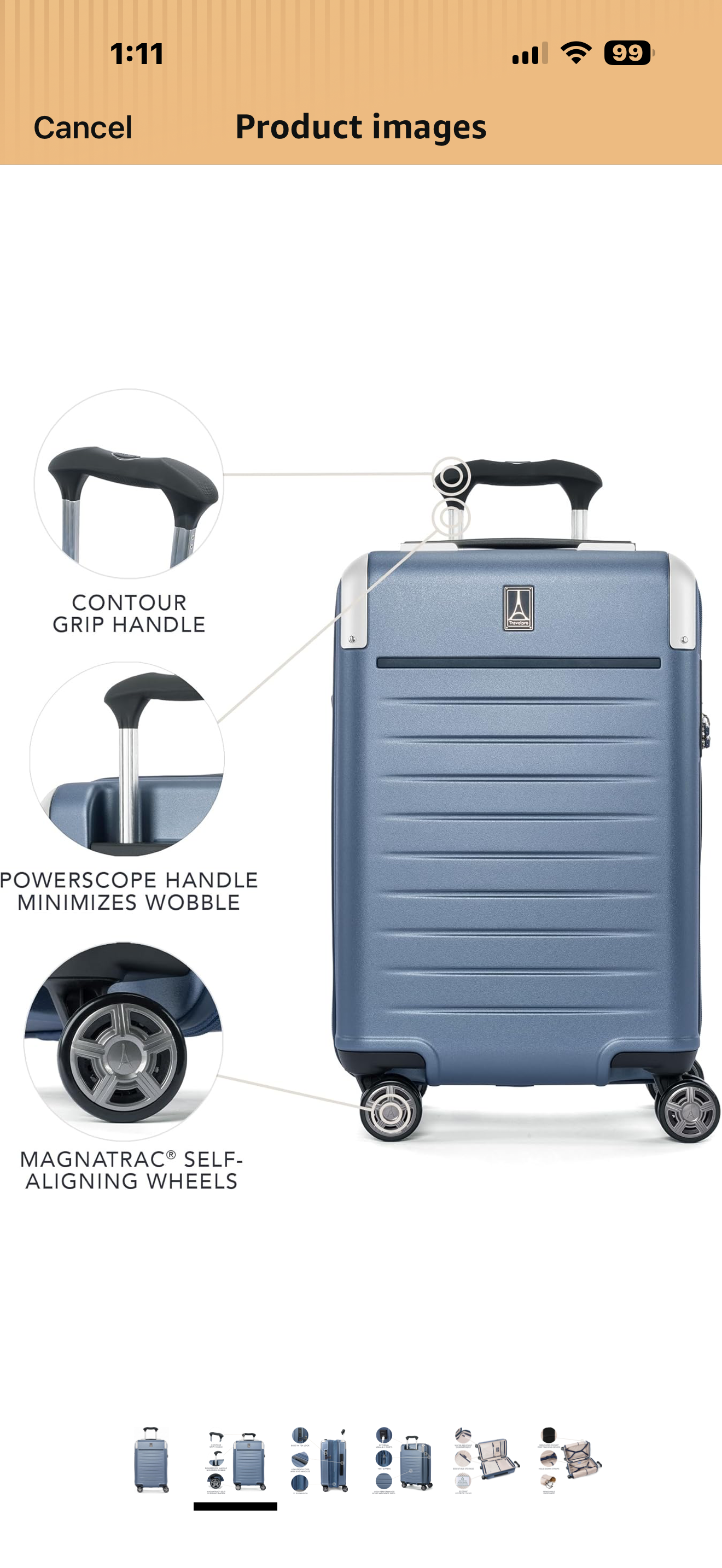 Travelpro Platinum Elite Hardside Expandable Carry on Luggage, 8 Wheel Spinner, TSA Lock, Hard Shell Polycarbonate Suitcase, Dark Sky Blue, Carry on 21-Inch

EFFORTLESS PRECISION ROLLING — The exclusive PrecisionGlide System combines eight 360° MagnaTrac