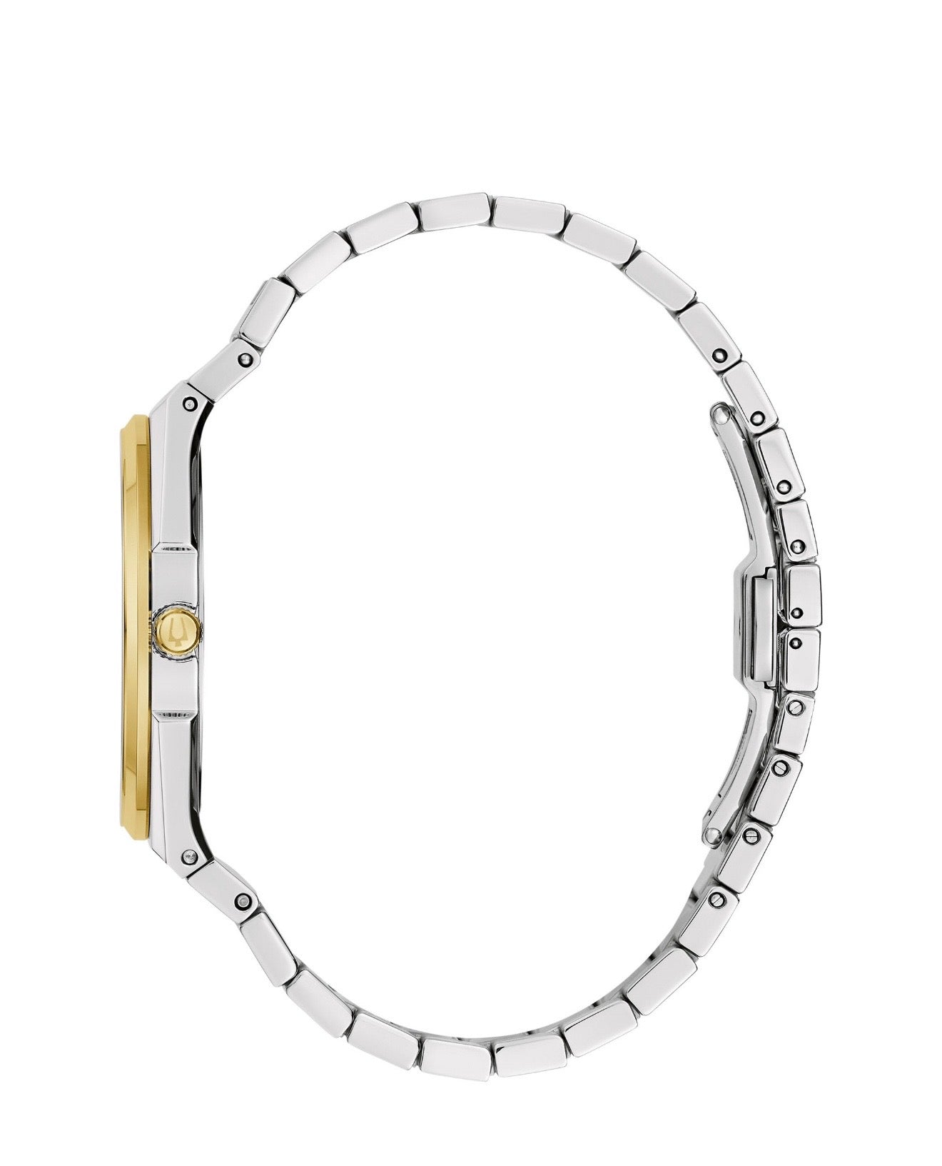 Bulova Classic Two Tone Stainless Steel Quartz
Men's Watch, 39mm

Brand: Bulova
• Collection Name: Classic
• Model #: 98B424
• Case Material: Stainless Steel
• Case Thickness: 7.65 mm
• Case Diameter: 39 mm
• Bezel: Fixed
• Movement: Quartz
• Caliber: GM1