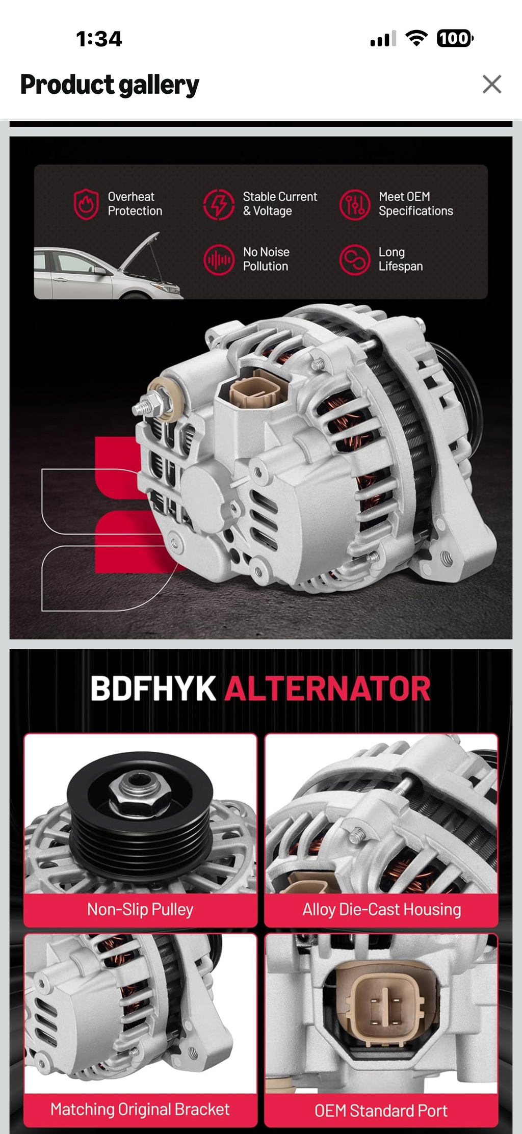 BDFHYK Alternator 13893N Compatible with Honda Civic, Fits for Acura EL 2001 2002 2003 2004 2005 1.7L, Replace# 06311-PLM-505RM, 13893, 213893, 31100PLMA01, 40048035, 90273268, AFGA51, AMT0125

Compatible with]　Alternator Replacement Compatible with Honda