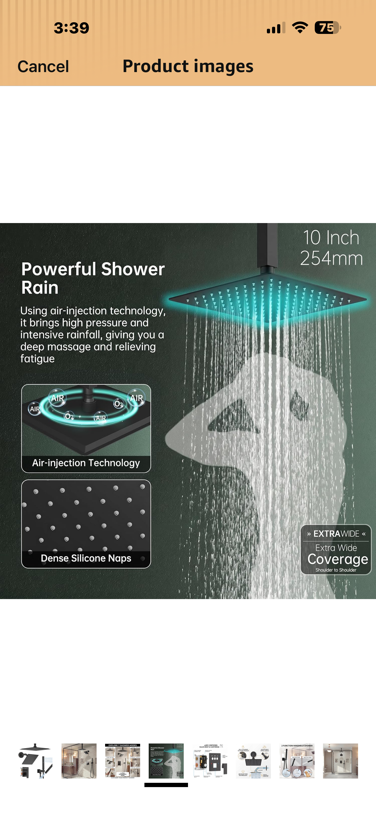 10 Inch Shower Faucet with Push Button Diverter Shower System, 2 in 1 Spray Handheld Showerhead, Ceiling Mount 10 Inch Shower Head with 6 Inch Wall Mount Shower Head Matte Black

Brand Hoimpro
Color Matte Black
Material Brass
Finish Type Painted
Number of