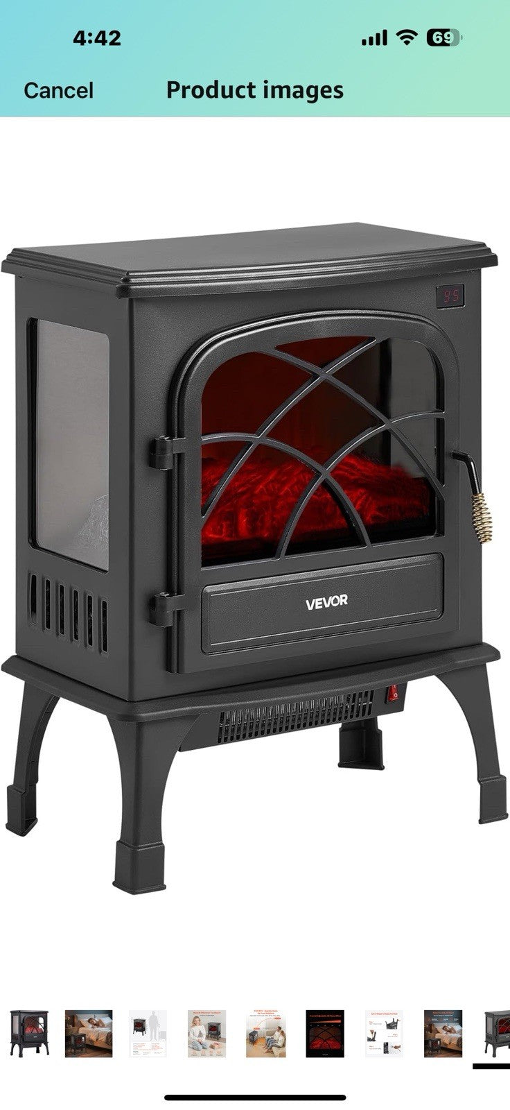 VEVOR 25.5inch Freestanding Fireplaces, 1500W 5120BTU Portable Electric