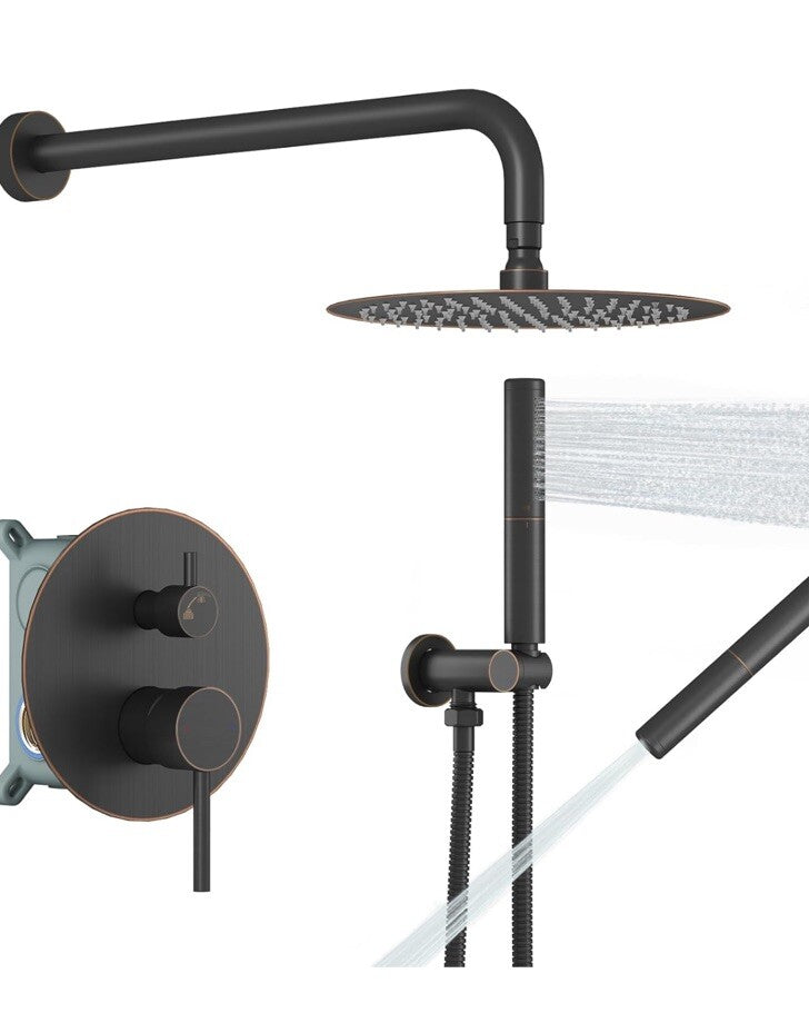 BESy Shower System with 10 Inch Round Rain Shower Head and Handheld Wall