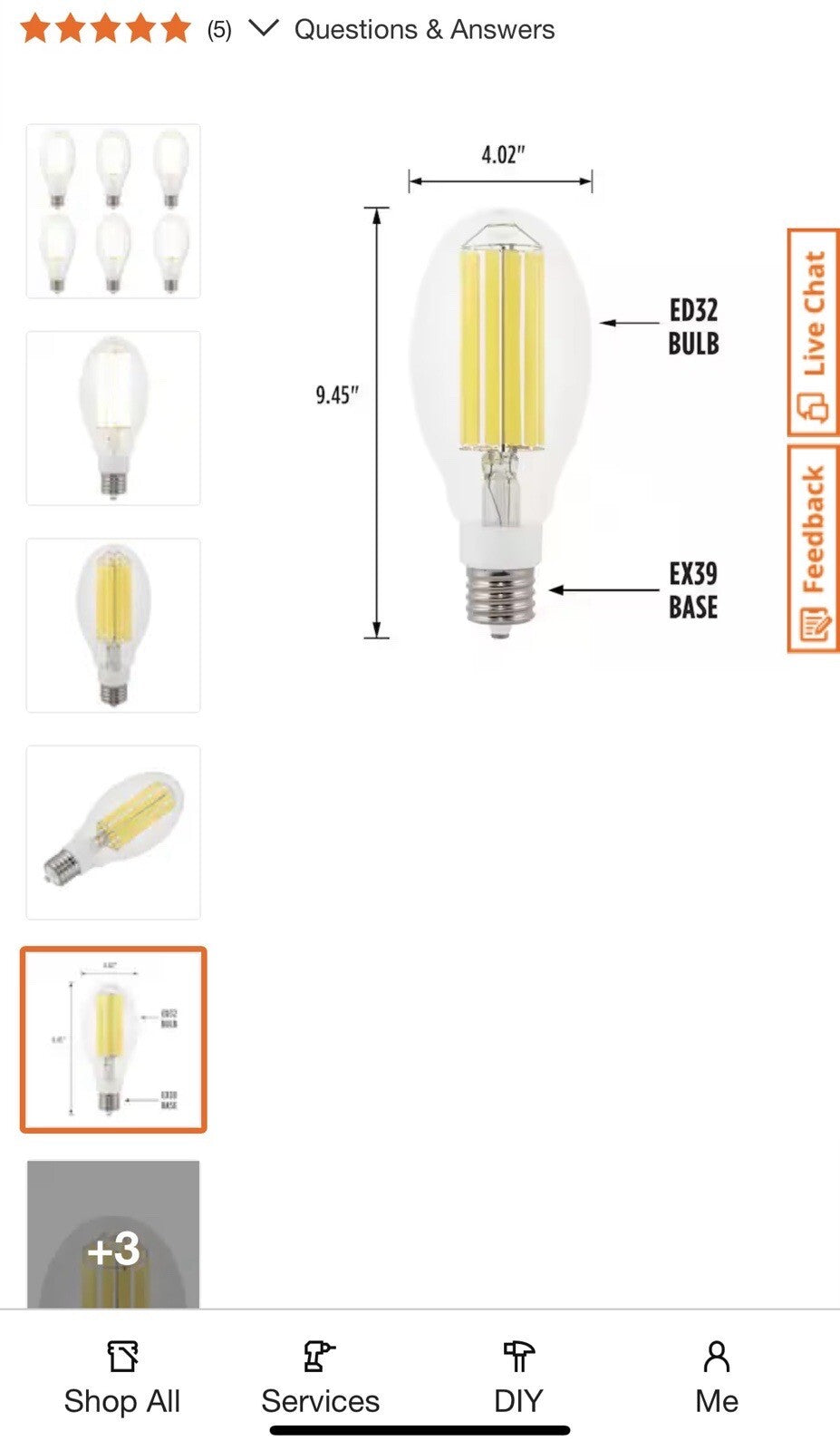 Westinghouse 5269020 54 Watt (320 Watt HID Equivalent) ED32 Daylight