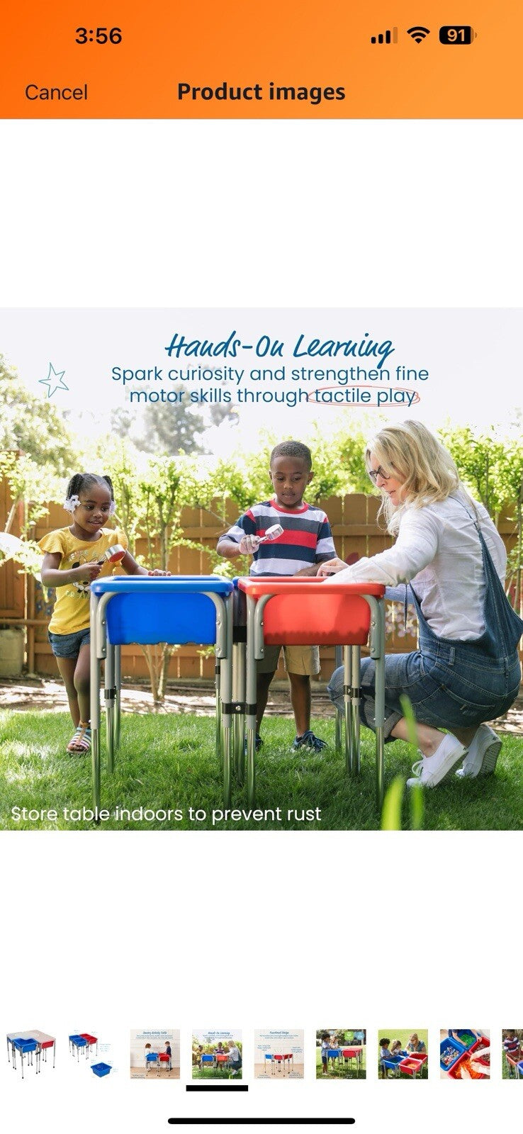 ECR4Kids 4-Station Sand and Water Adjustable Play Table, Sensory Bins,