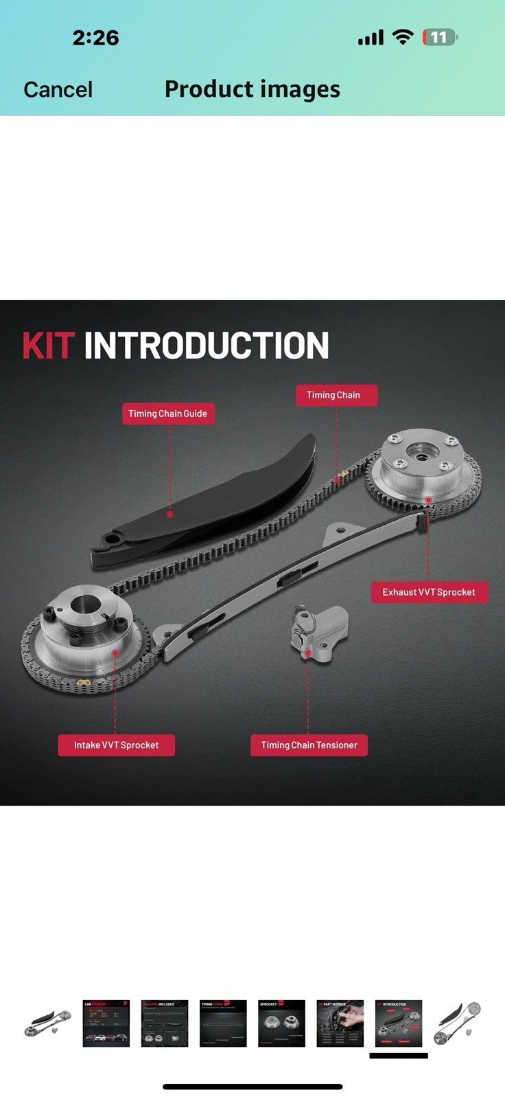 BDFHYK Engine Timing Chain Kit with VVT Gear Sprocket for 1.8 2.0L L4 Engines