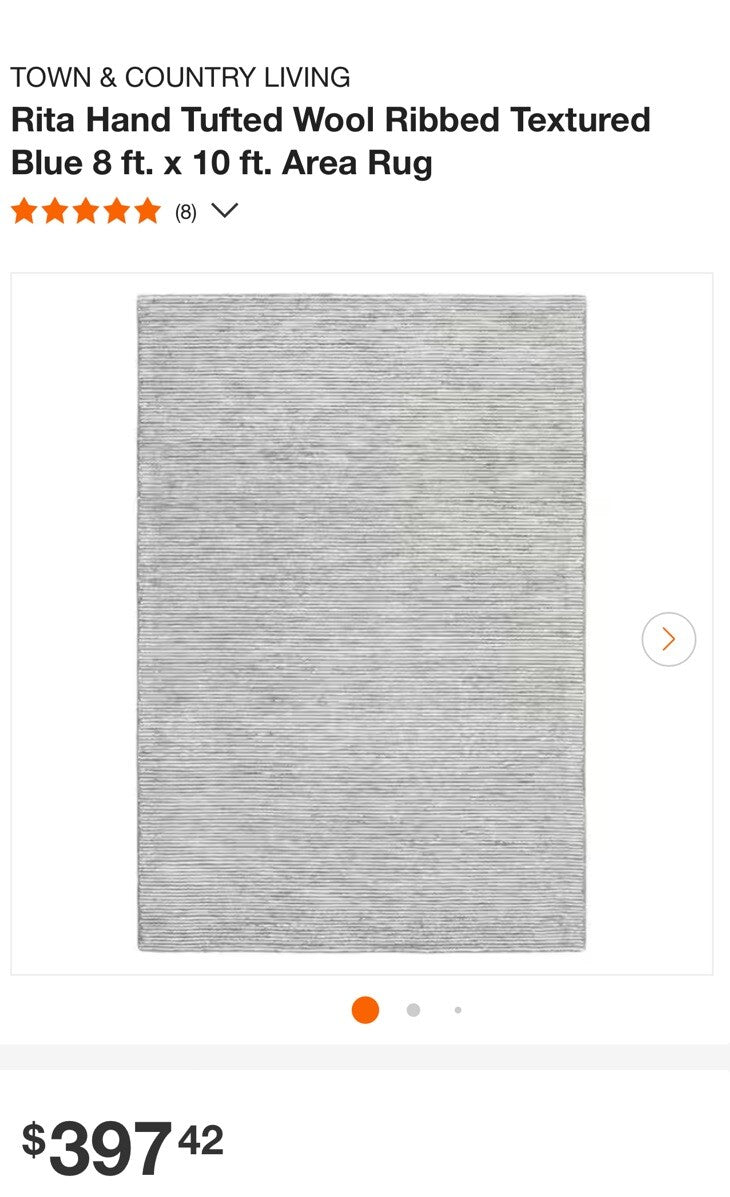 TOWN & COUNTRY LUXE Rita Ribbed Textured Hand Tufted 100% Wool Area 8* 10