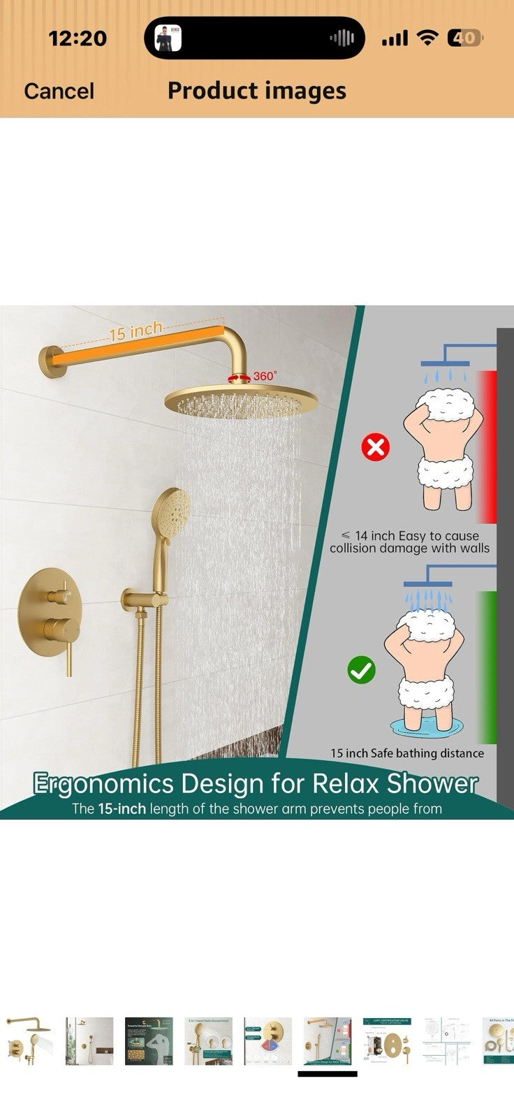 Hoimpro Bathroom Shower System 10 Inch Round Rain Shower Head 