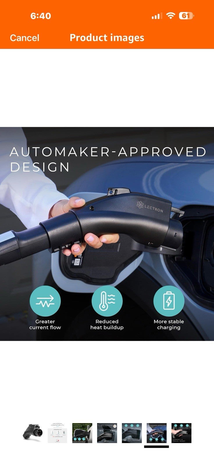 Lectron NACS to J1772 EV Charging Adapter - Compatible with Tesla Wall
