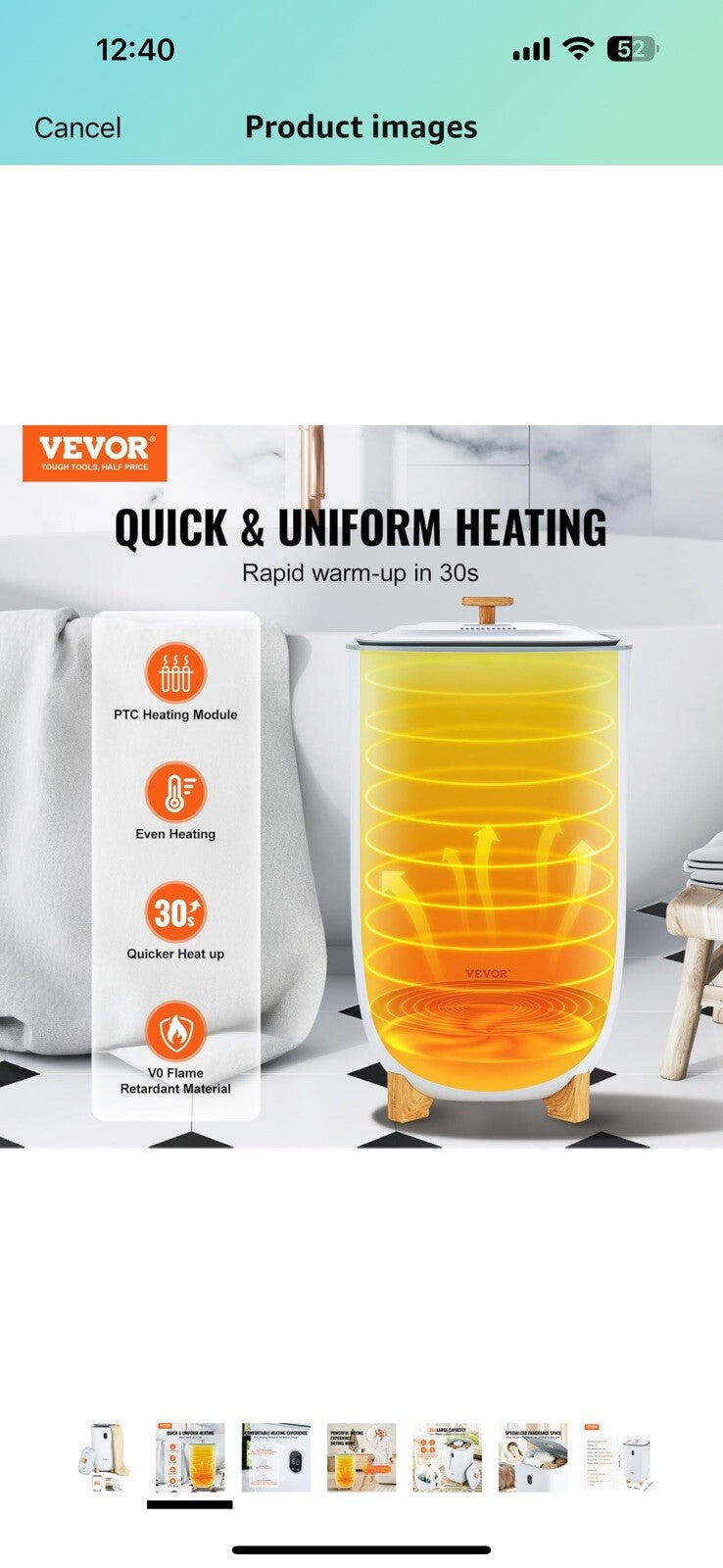 VEVOR Towel Warmer 35L, Towel Warmer Bucket with Drying Modes(2-5h)