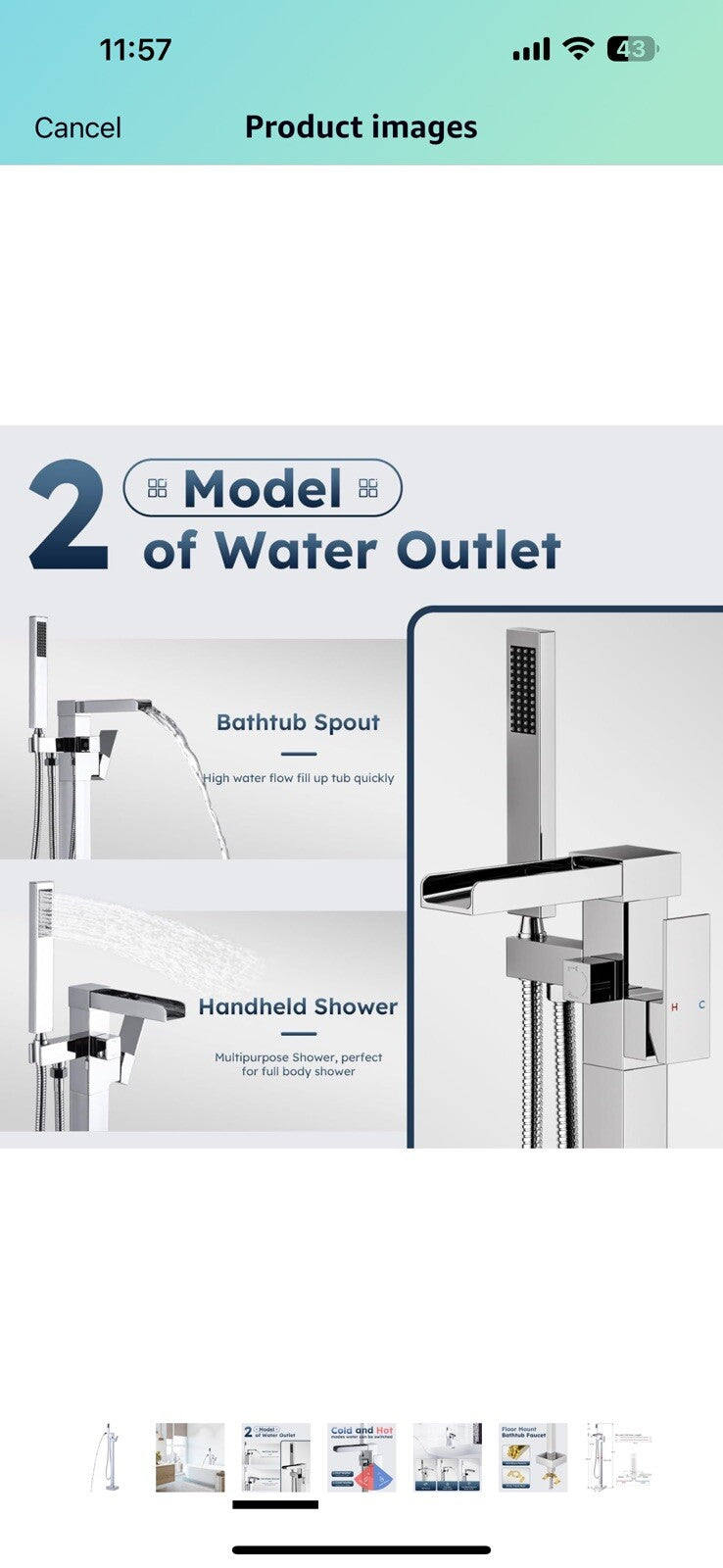 Free Standing Tub Faucet Chrome: ALEASHA Freestanding Tub Filler, Brass Made
