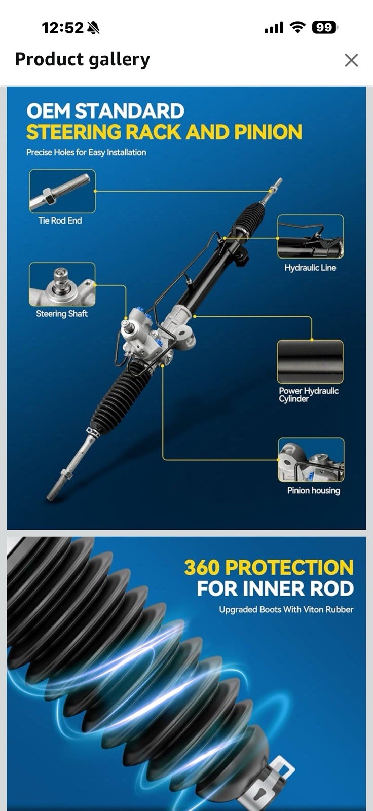 PHILTOP Hydraulic Power Steering Rack and Pinion for 2009-2014 