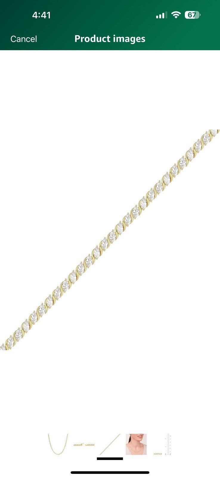 Amazon Essentials Cubic Zirconia Wave Tennis Necklace Sterling Silver, 18"
