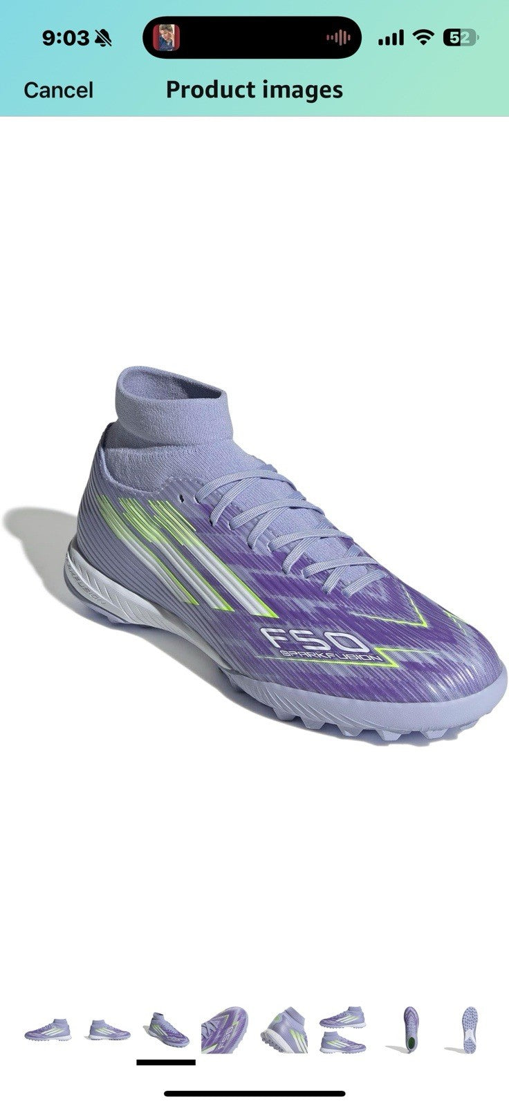 adidas Women's F50 Sparkfusion League Turf Sneaker Size 9 