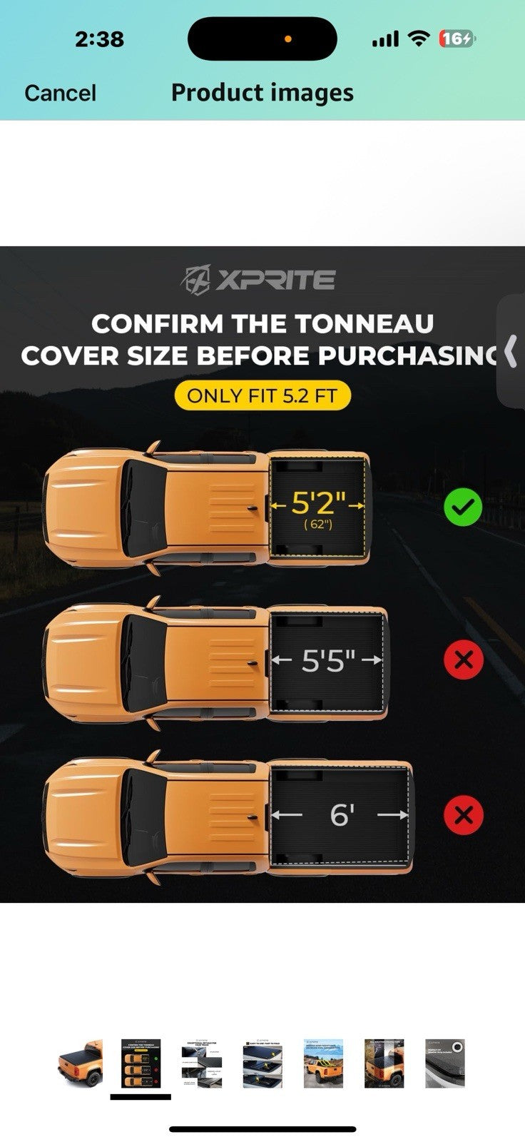Xprite FRP Soft Folding Truck Bed Tonneau Cover Compatible with Chevrolet