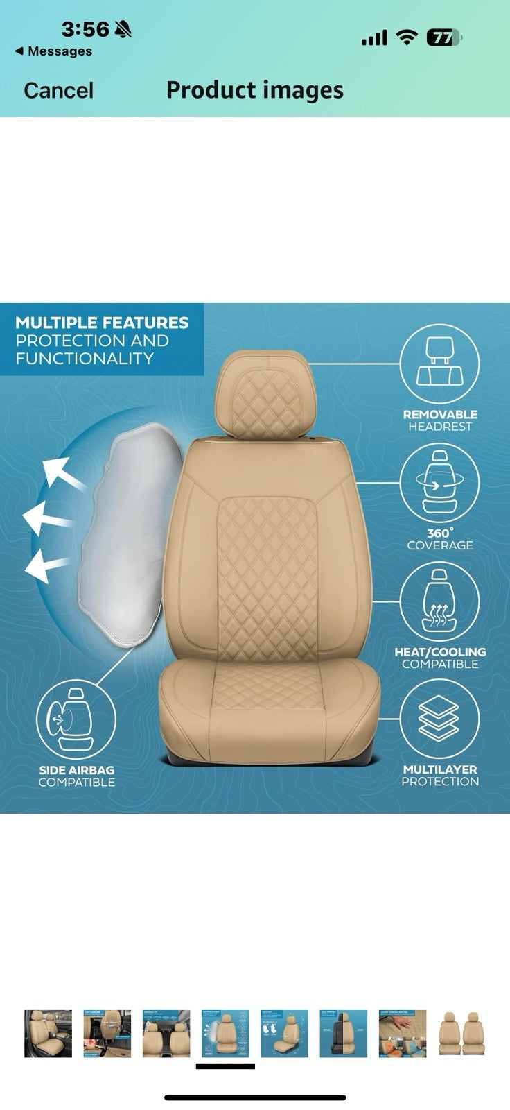 Prestige Edition Faux Leather Seat Covers for Cars, Trucks, & SUV – 2 Beige Car 