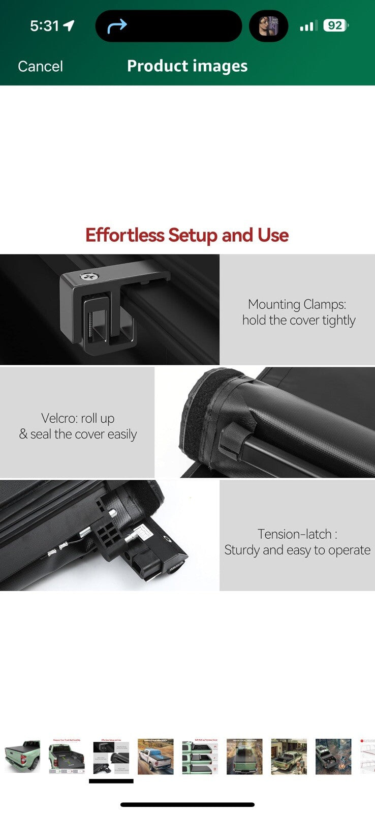 LEDKINGDOMUS Soft Roll-Up Tonneau Cover Fits for Toyota Tundra