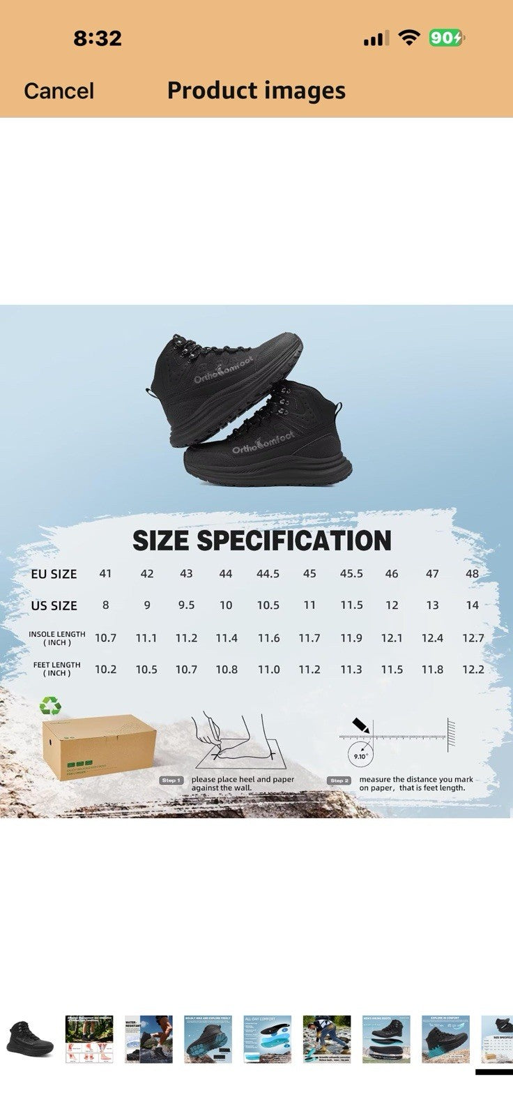 Men's Orthopedic Waterproof Hiking Boots: Comfortable Plantar Fasciitis 