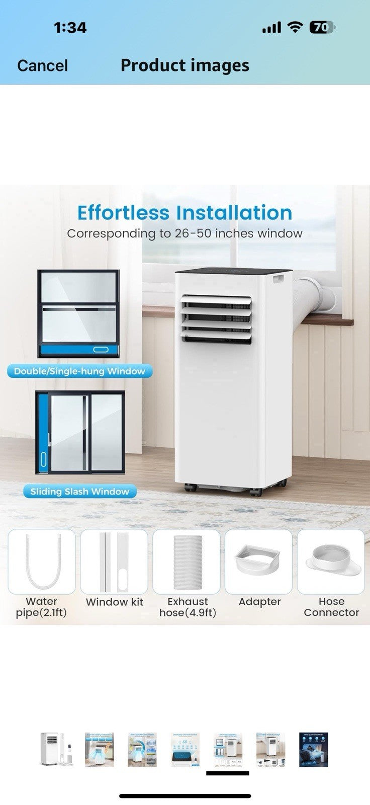 Portable Air Conditioner 10000 BTU (ASHRAE) Cools up to 450 Sq. Ft.