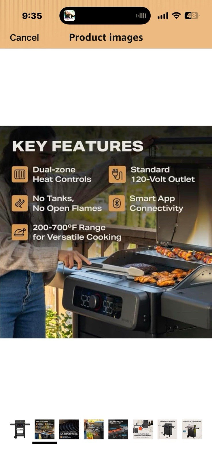 Current Model G+ Dual Zone Electric Grill, Smart Electric Outdoor