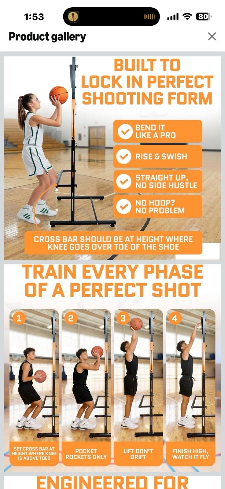 ACELETIQS Basketball Shooting Trainer with Adjustable Crossbar – Improve Shot 