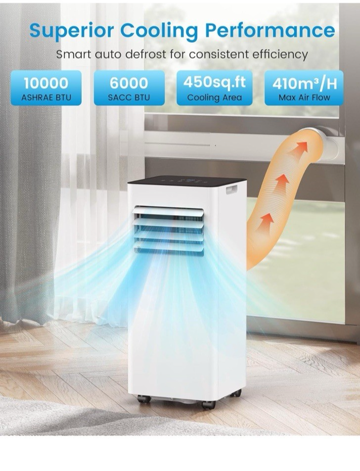 Portable Air Conditioner 10000 BTU (ASHRAE) Cools up to 450 Sq. Ft.