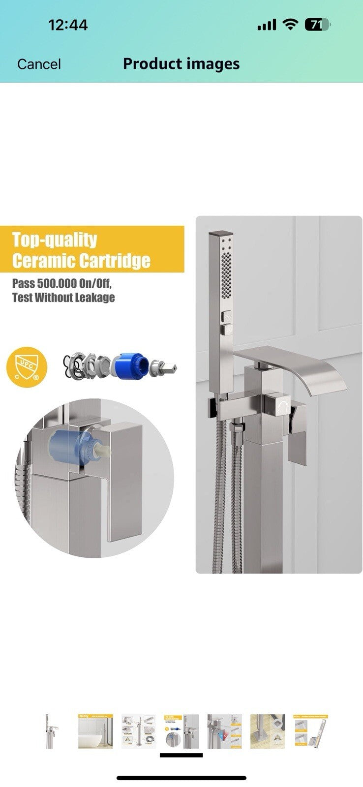 BESy Tub Filler Freestanding Bathtub Faucet Brushed Nickel Floor Mount 