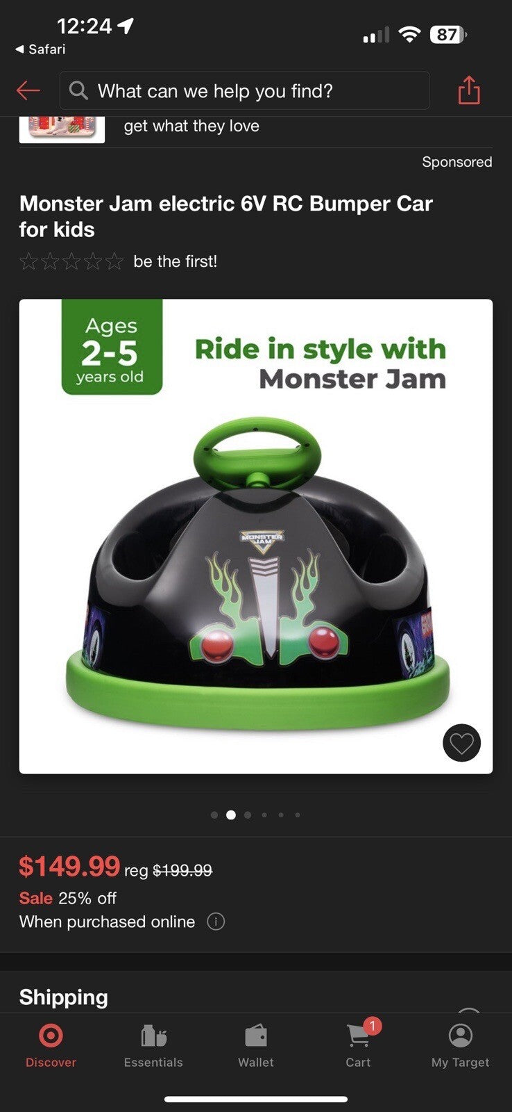 Monster Jam electric 6V RC Bumper Car for kids