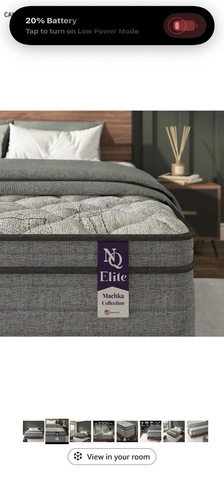 NapQueen Elite Series Machka Twin Size Mattress, 10 Inch Cooling Gel Memory