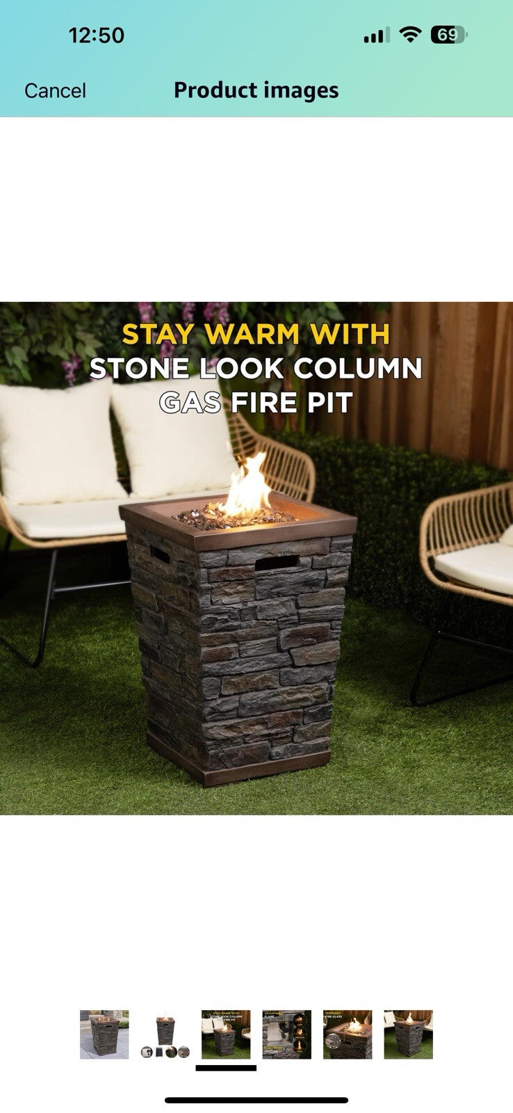 Alpine Corporation GXT966 Stone Look Column 32K BTU Gas Adjustable