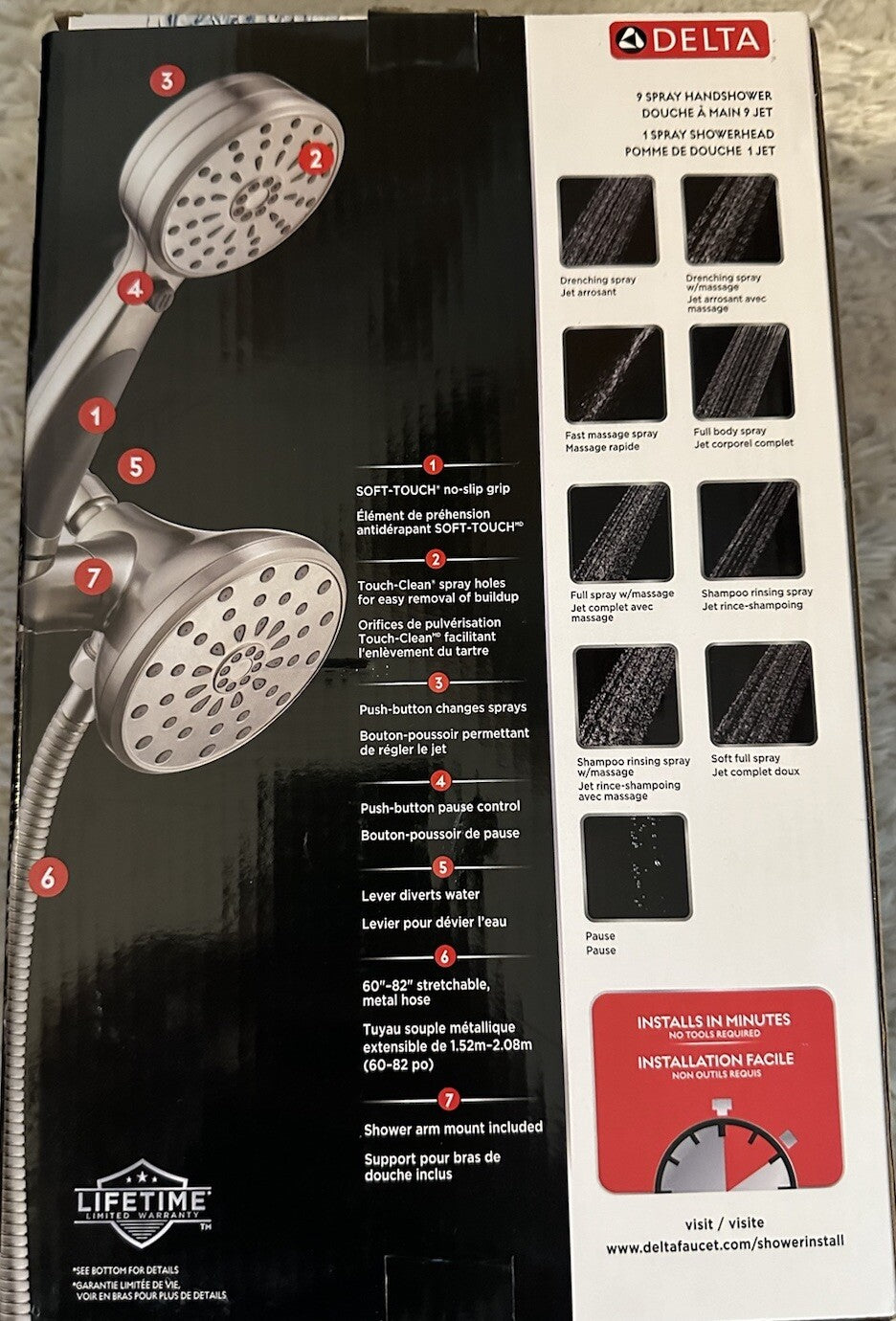 Delta Faucet 8-Spray Touch-Clean Hand Held Shower and Shower  58968-SS-PK 