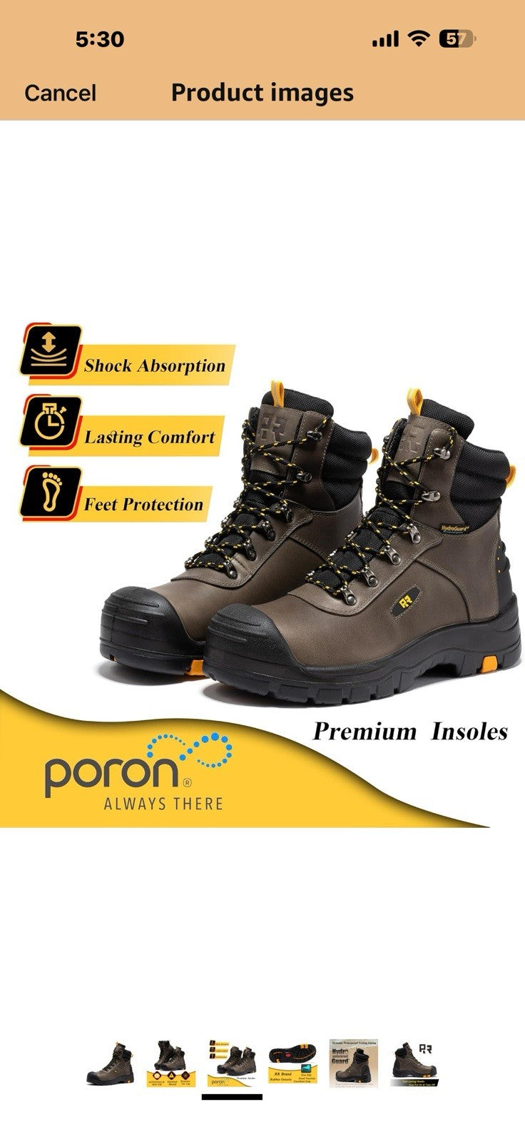 ROCKROOSTER Waterproof Composite Toe Work Boots for Men, 6" Lightweight