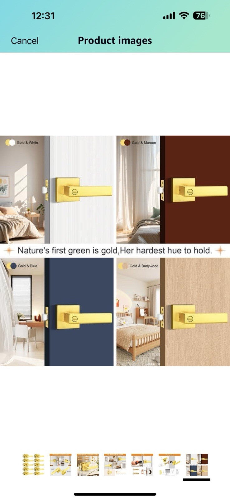Probrico Gold Privacy Door Handle Lockset Heavy Duty Interior Door
