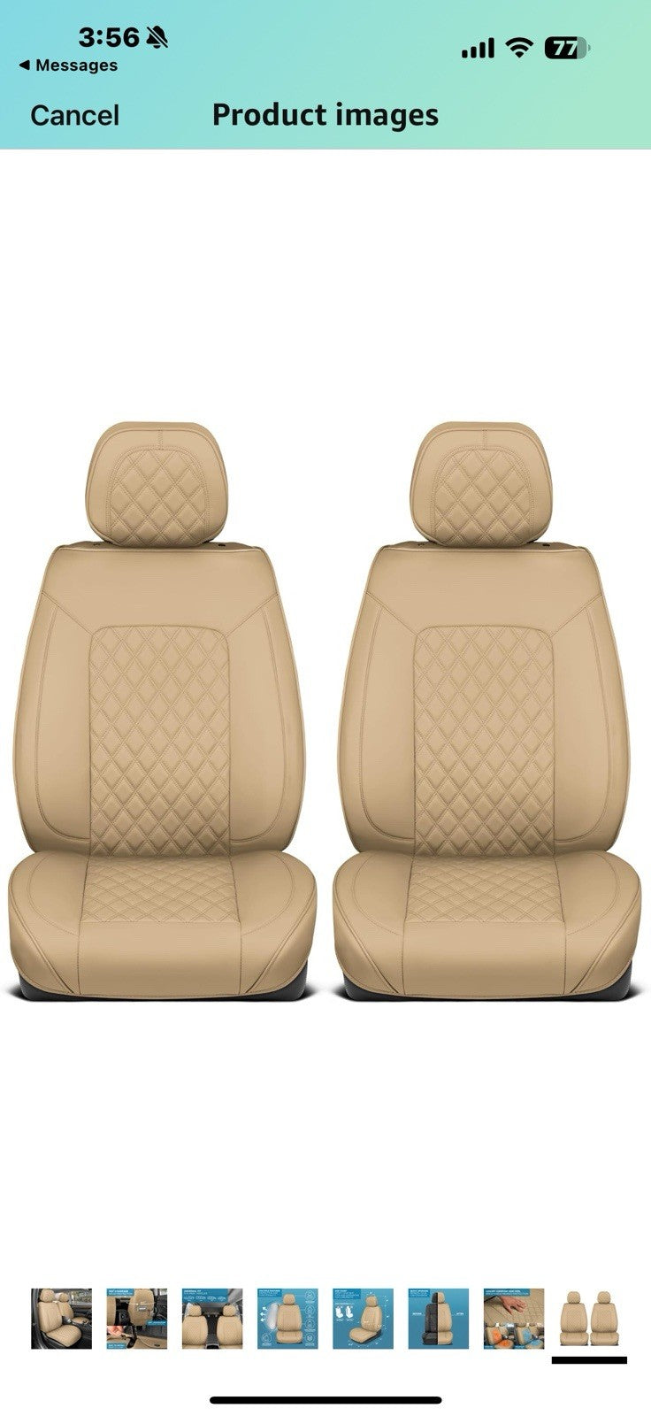 Prestige Edition Faux Leather Seat Covers for Cars, Trucks, & SUV – 2 Beige Car 