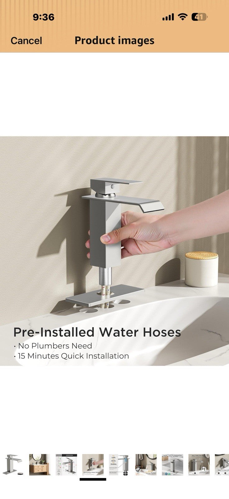FORIOUS Bathroom Faucet Brushd Nickel Modern Waterfall Bathroom
