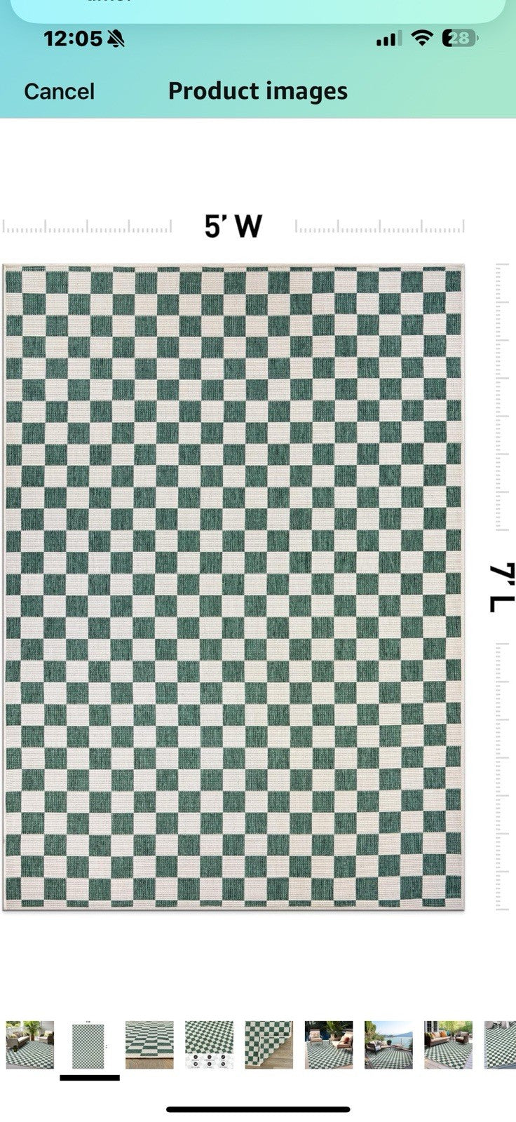 Rugshop Contemporary Checkered Weather Resistant Reversible Indoor/