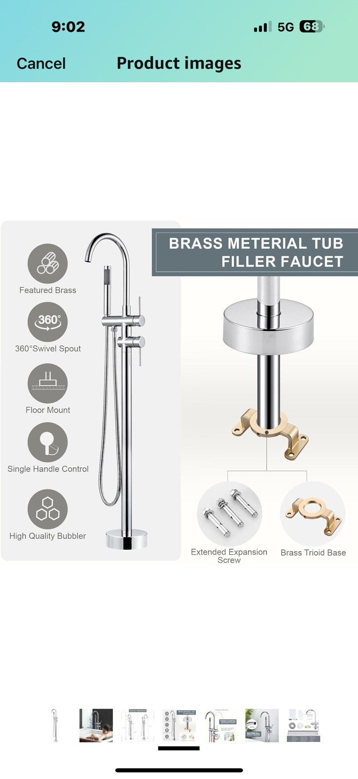 Freestanding Tub Filler Faucet, Floor Mount Chrome Bathtub Faucet 