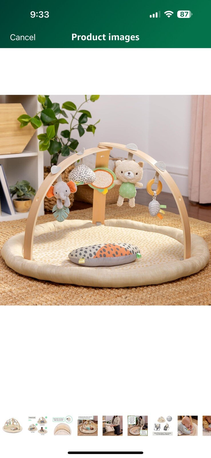 Ingenuity Every Season Plush Lambswool Baby Play Gym and Play Mat, 