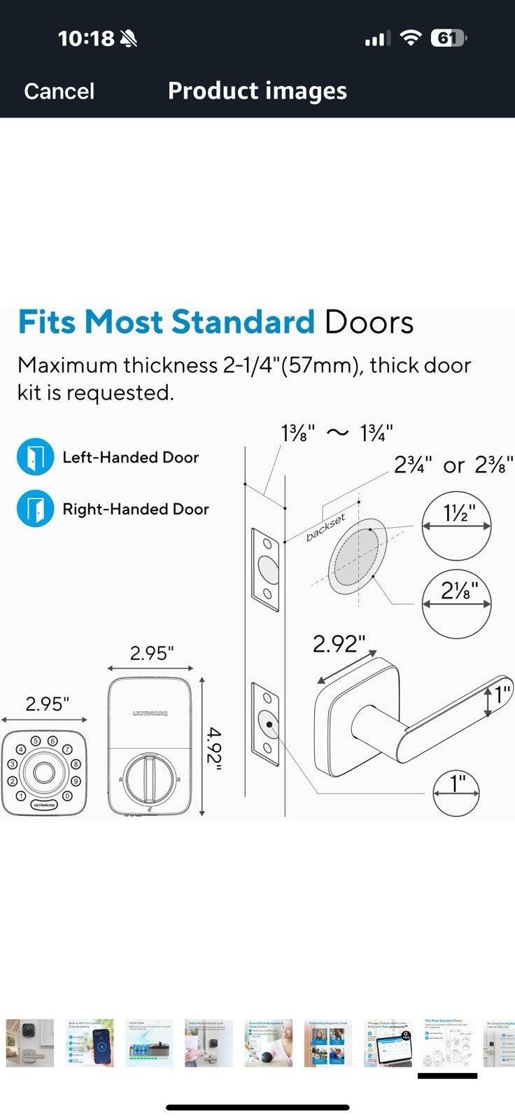 ULTRALOQ Bolt Fingerprint Smart Lock with Handle Lever Set, Built-in 