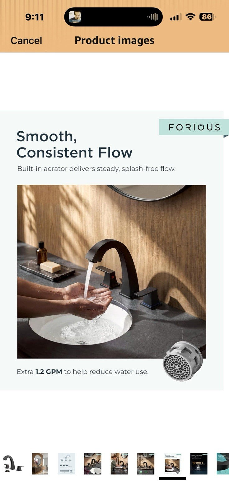 FORIOUS Bathroom Sink Faucet 3 Hole, Matte Black Bathroom Faucets