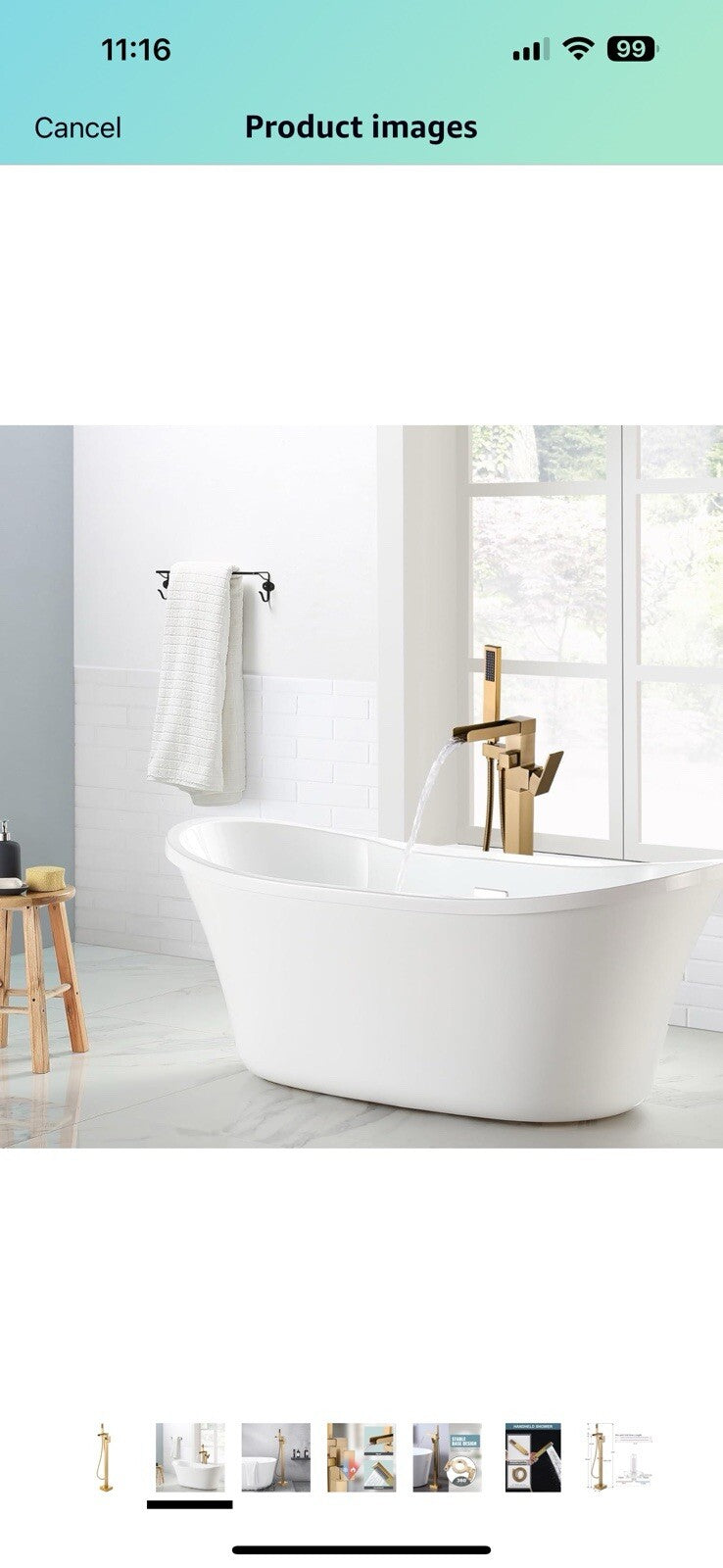 Freestanding Tub Faucet Brushed Gold: ALEASHA Free Standing Tub Filler, 
