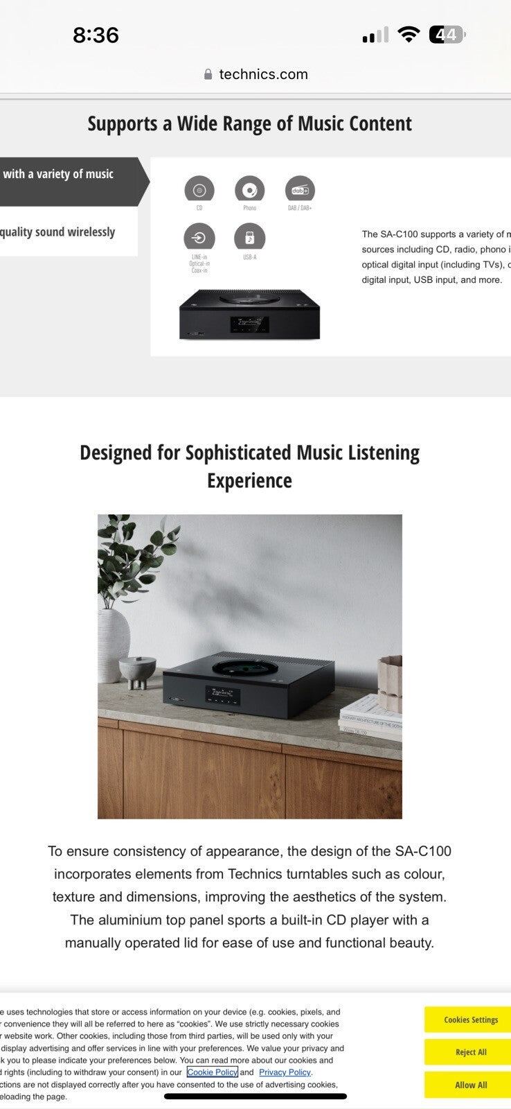 Technics SA-C100 Premium Class Network CD Receiver