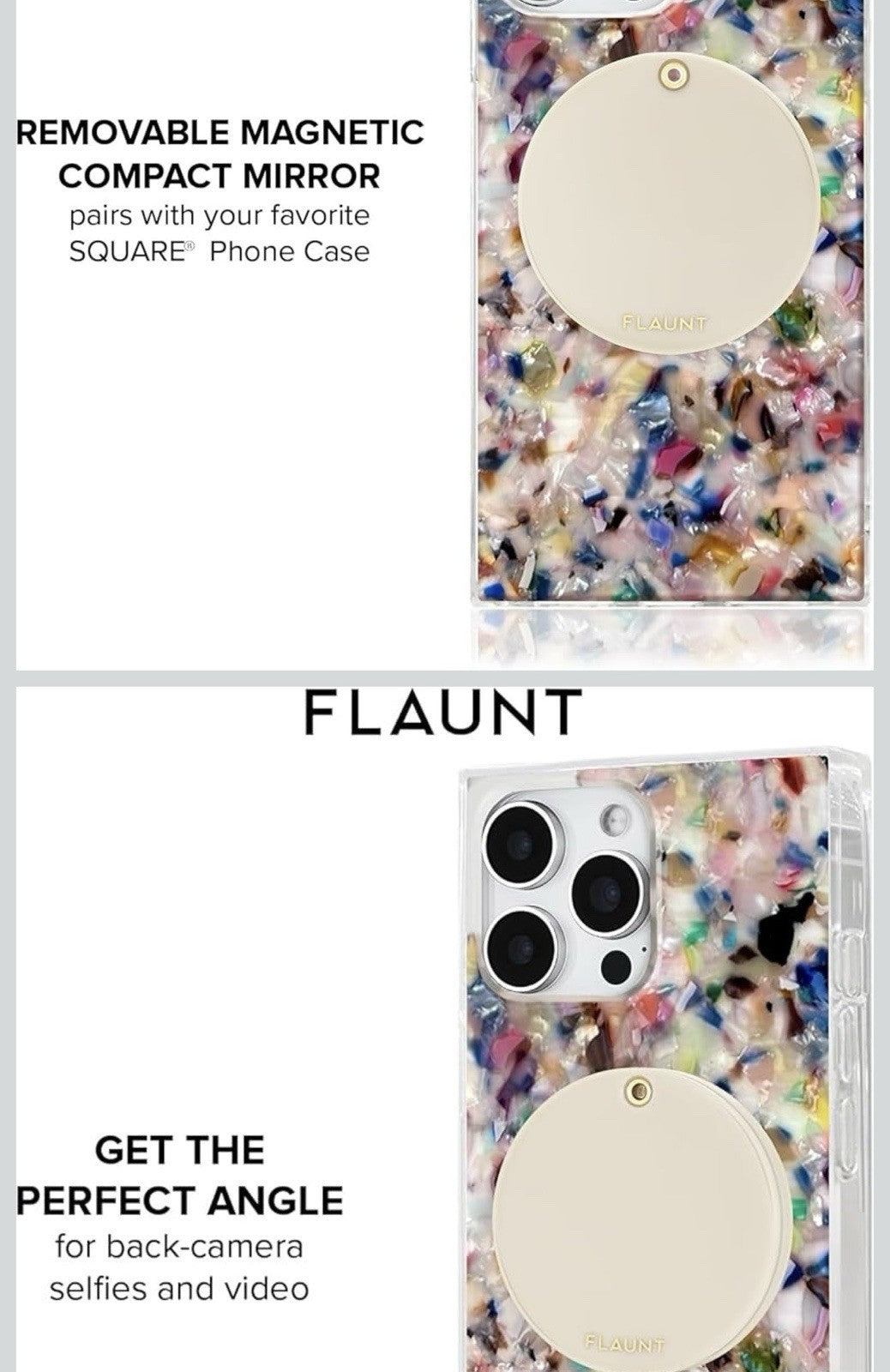 Flaunt MagSafe Compact Makeup Mirror - Magnetic Mirror with Slim Covered Design