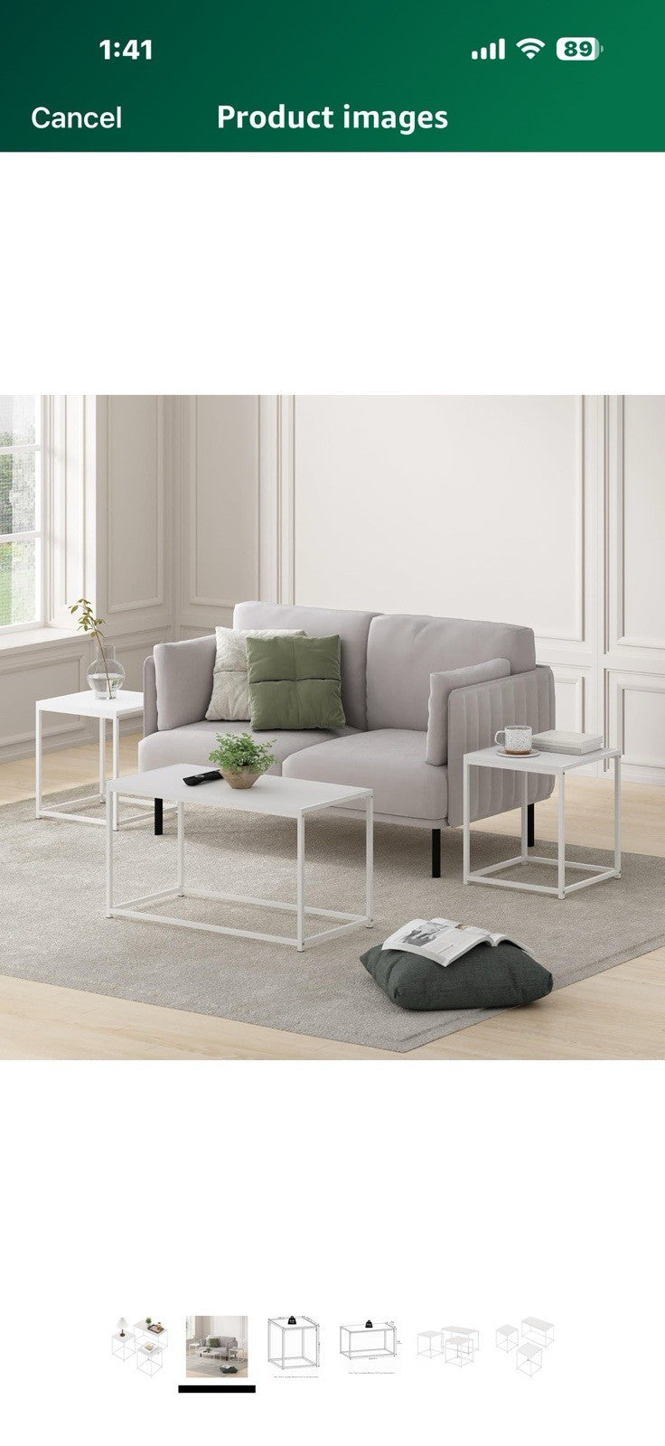 Furinno CAMNUS Living Room Tables Set of 3, Coffee Table with 2 End Tables