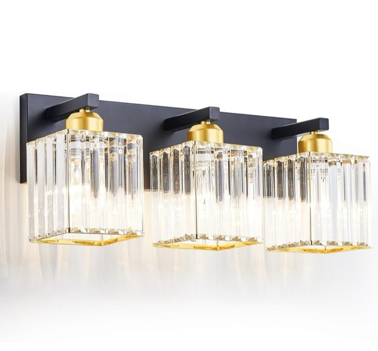 Bathroom Vanity Light Fixtures Over Mirror - Makeup Lighting Black Gold -