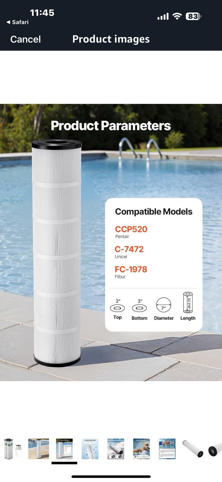 VEVOR PLFPCC130 Pool Filter Replaces Pentair CCP520, R173578,