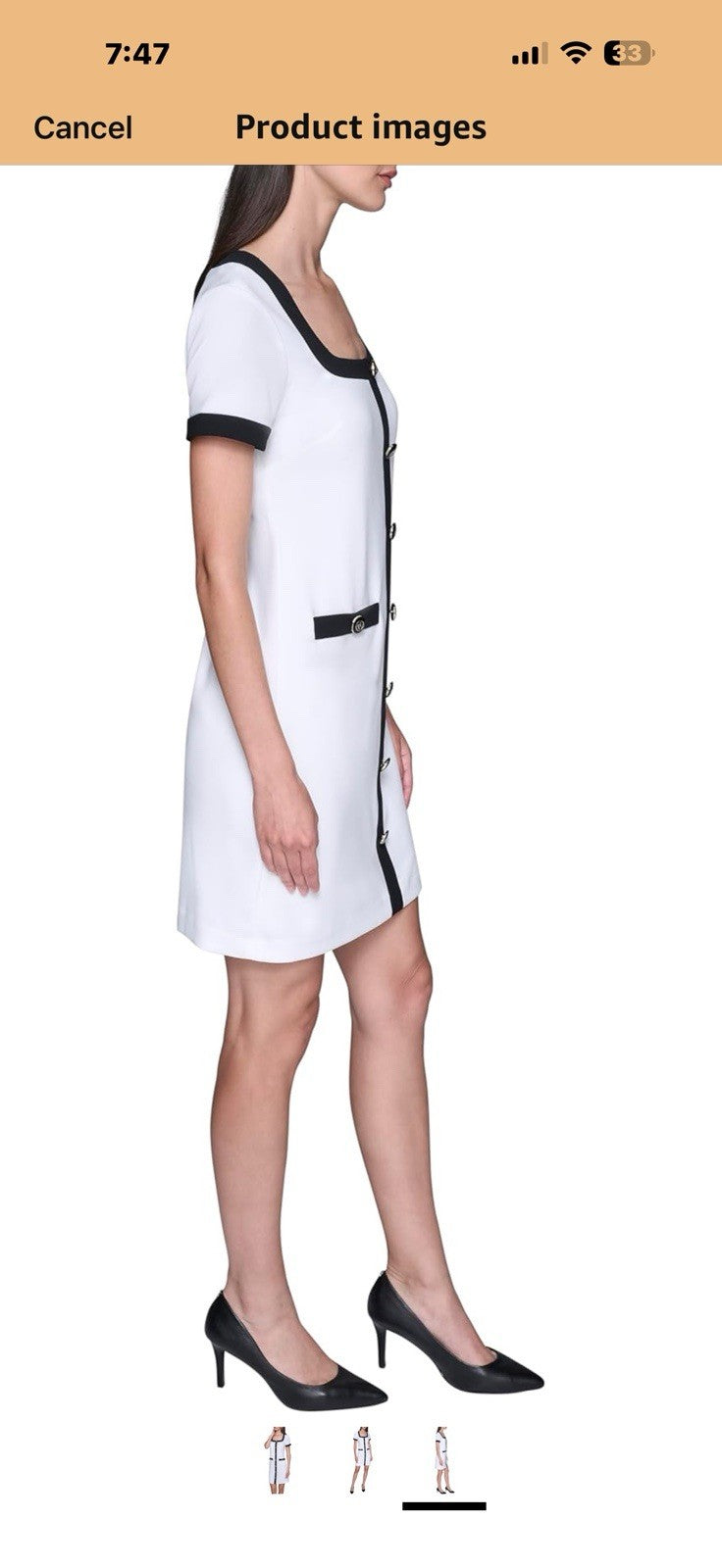 Karl Lagerfeld Womens Contrast Framing Center Buttoned A-line Dress Size 6