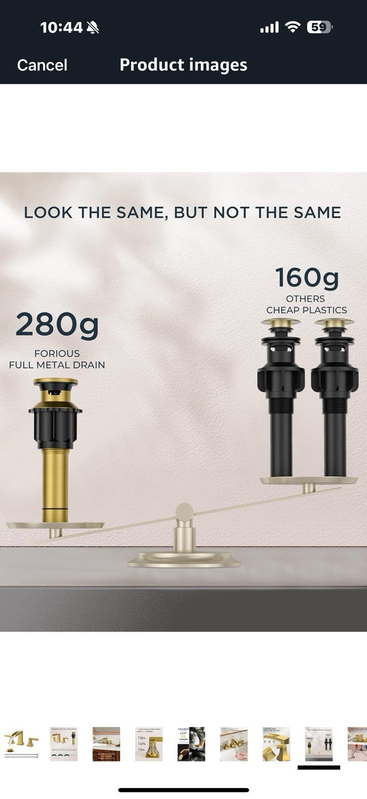 FORIOUS Brass Brushed Gold Widespread Bathroom Faucet